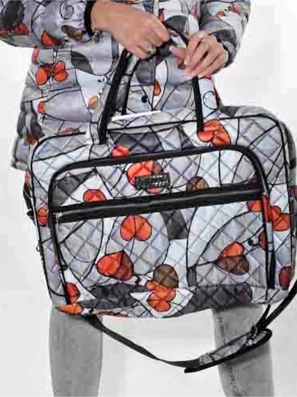 Dolcezza Baby or Travel Bag in Gray & Black with shoulder strap and zippers